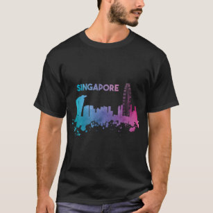 Singapore Skyline Watercolor Asia Asian Souvenir P T-Shirt