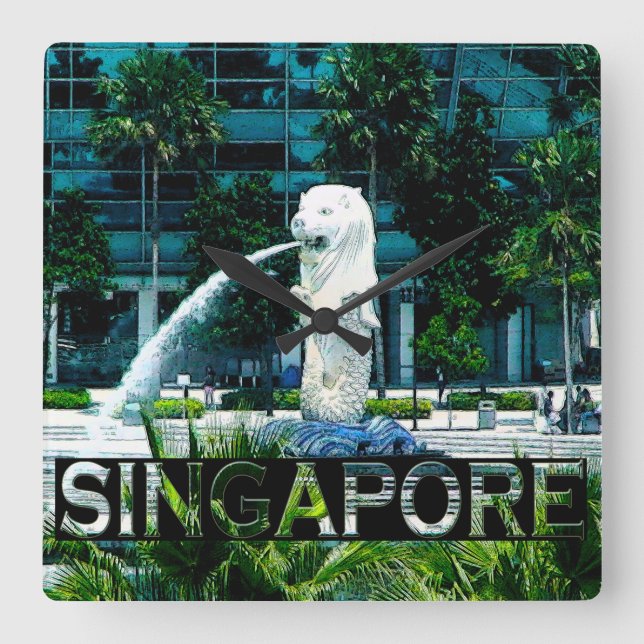 Singapore Square Wall Clock (Front)