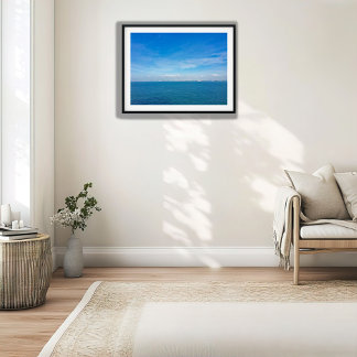 Singapore Strait Ocean View with Cargo Ships Poster