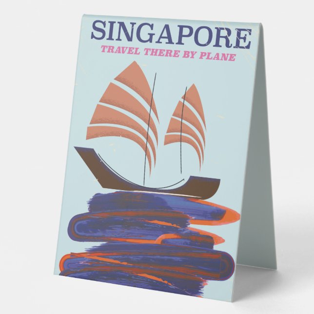 Singapore "Travel there by plane" Table Number Tent (Front)