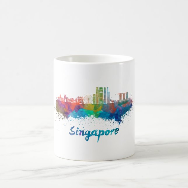 Singapore V2 skyline in watercolor Coffee Mug (Center)