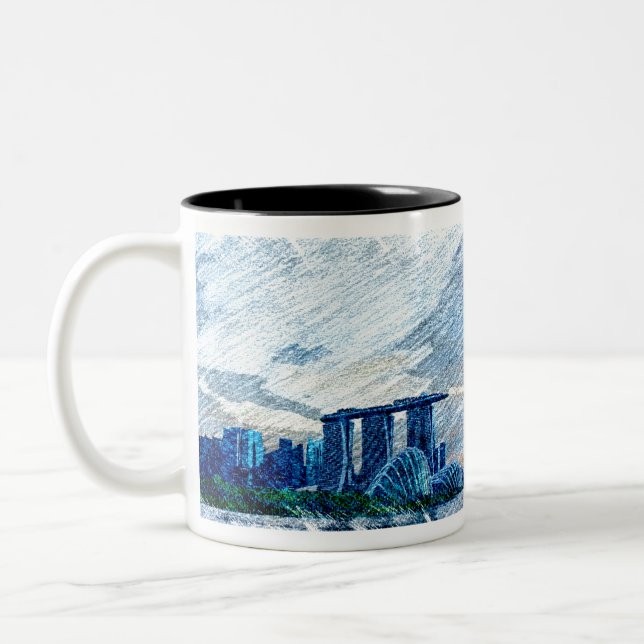Singapore Views Color Two-Tone Coffee Mug (Left)