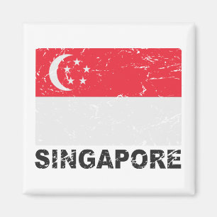 Singapore Vintage Flag Magnet