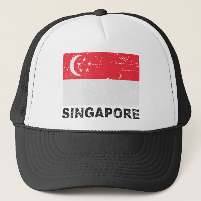 Singapore Vintage Flag Trucker Hat (Front)