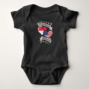 Singaporean American Heart Flags Singapore America Baby Bodysuit