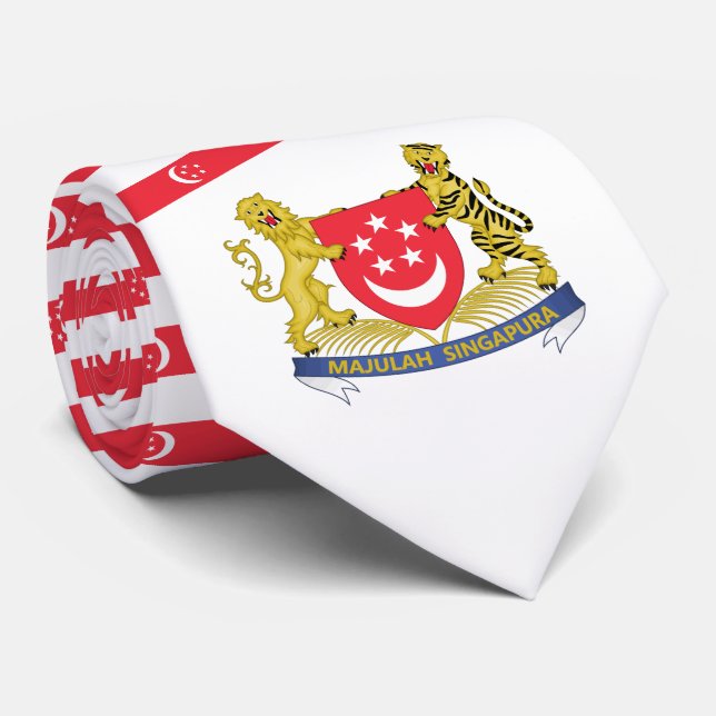 Singaporean Flag & Coat of Arms, Flag of Singapore Neck Tie (Rolled)