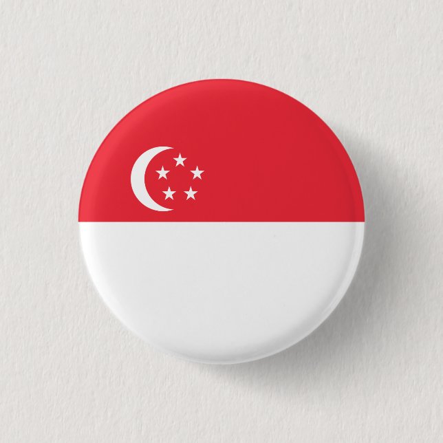 Singaporean Flag, Flag of Singapore Button (Front)