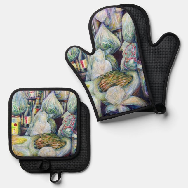 Singapore's Sundried Flavors Oven Mitt & Pot Holder Set (Front/Back)
