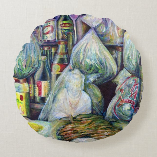 Singapore's Sundried Flavors Round Pillow (Front)