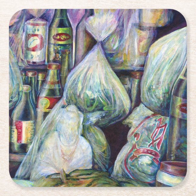 Singapore's Sundried Flavors Square Paper Coaster (Front)