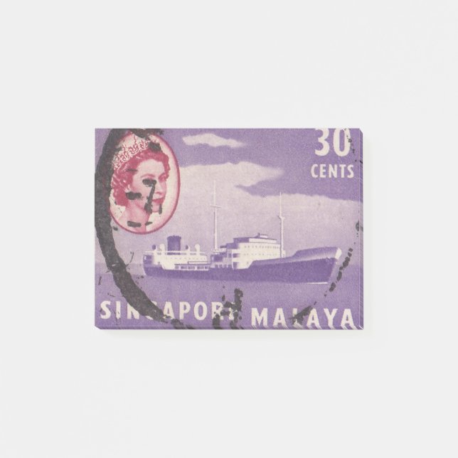 Singapour postage stamp  with ship post-it notes (Front)