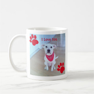 Singe 1 Photo Cute Dog Paws Christmas Red Name Coffee Mug