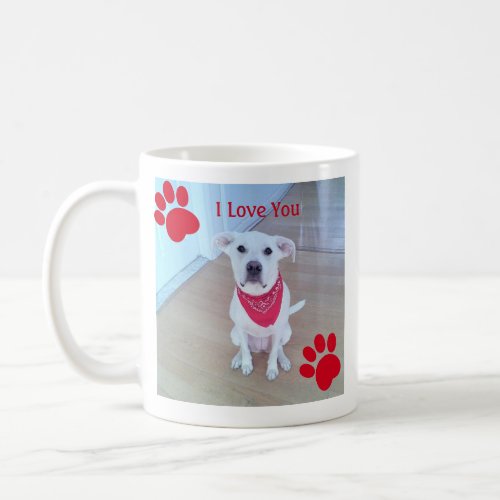 Singe 1 Photo Cute Dog Paws I Love You Red Coffee Mug