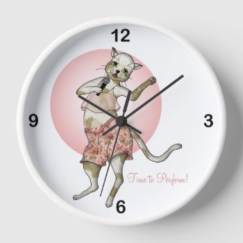 Singer Cat Performance Clock by colorwash at Zazzle