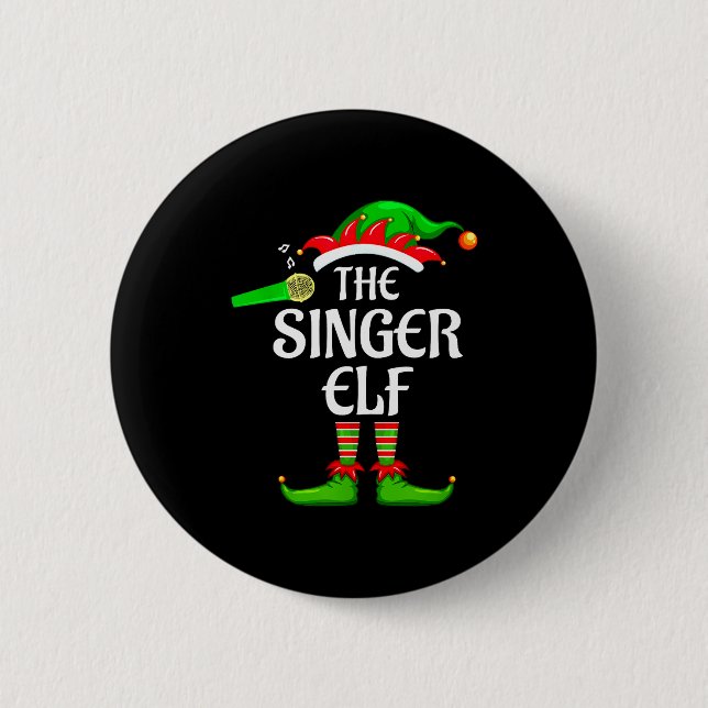 Singer Elf Matching Family Group Christmas Party P Button (Front)