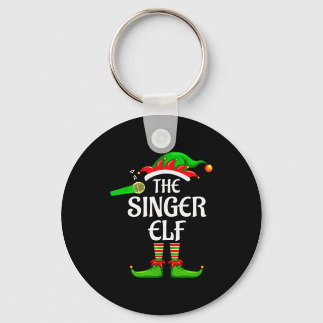 Singer Elf Matching Family Group Christmas Party P Keychain (Front)