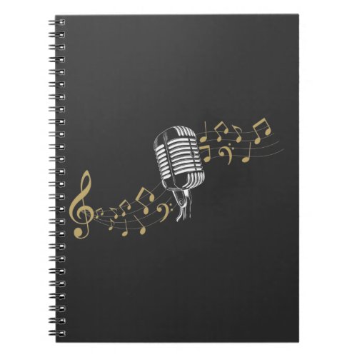 Singer Microphone Musical Notes Karaoke lover Notebook