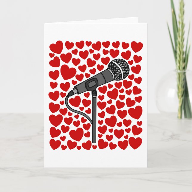 Singer Microphone Valentines Anniversary Card (Front)