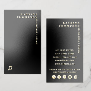 Singer Musician Guitarist Metallic Gold Foil Business Cards