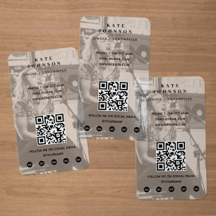 Singer Musician Photo Black & White Modern Clear Business Cards