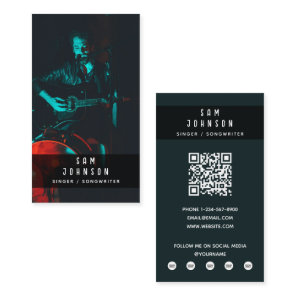Singer Musician Photo Black & White Modern Music Business Card