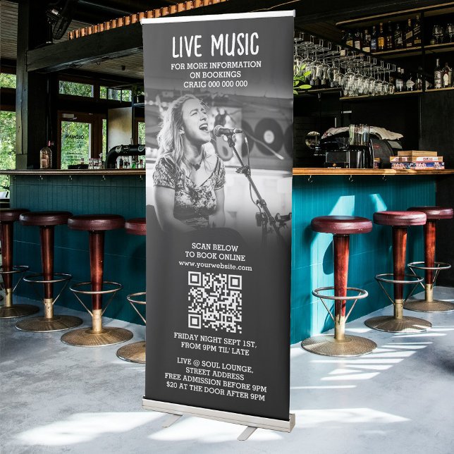 Singer Musician Photo Black & White Promotional Retractable Banner (Singer Musician Photo Black & White Promotional Retractable Banner)