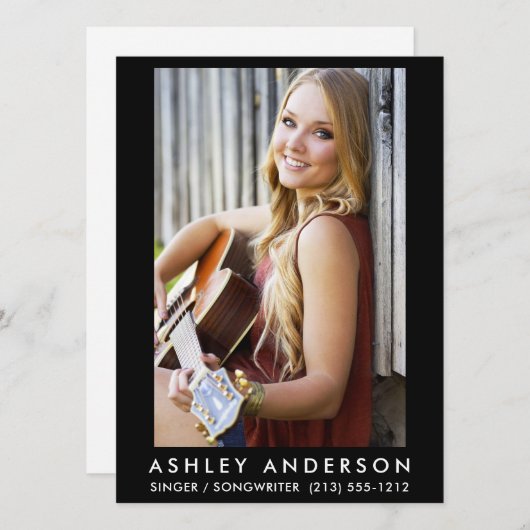 Singer Musician Photo Card Black (Front/Back)