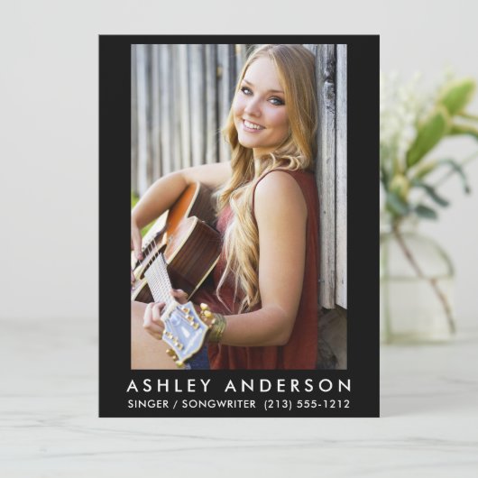 Singer Musician Photo Card Black (Standing Front)