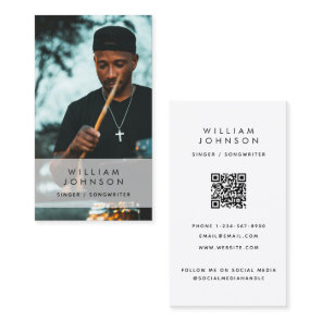Singer Musician Photo Drummer Social Media QR Code Business Card