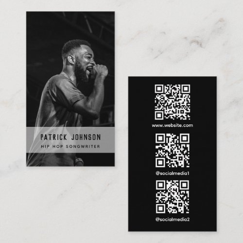 Singer Musician Photo Hip Hop Scannable QR Code Business Card