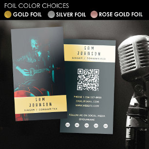Singer Musician Photo Modern Music Gold Foil Business Cards