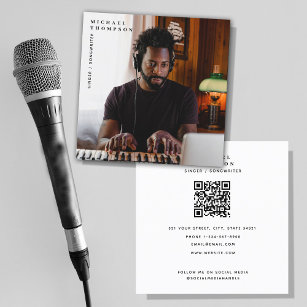 Singer Musician Photo Performer QR Code  Square Business Card