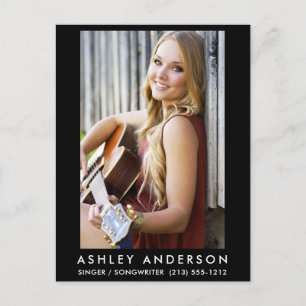 Singer Musician Photo Postcard - Black
