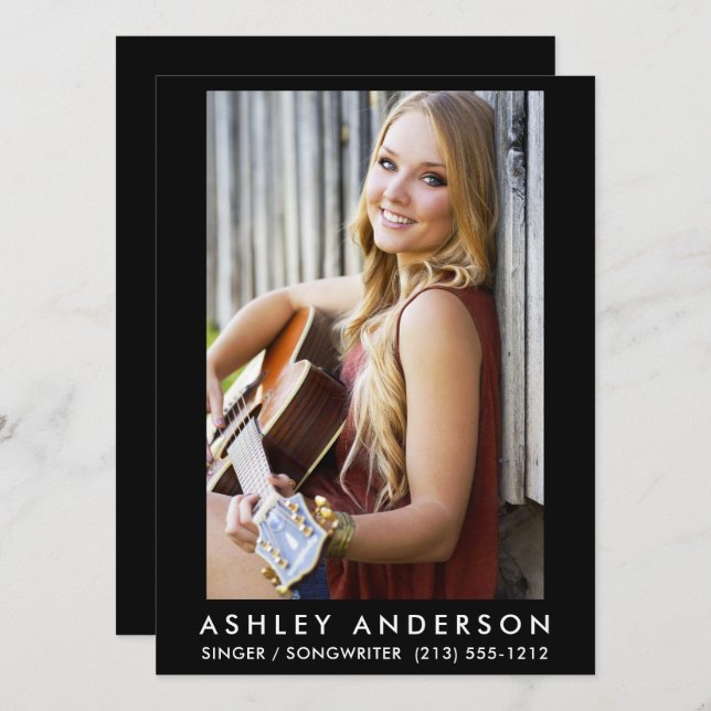 Singer Musician Photo Promo Card - Back Text (Front/Back)