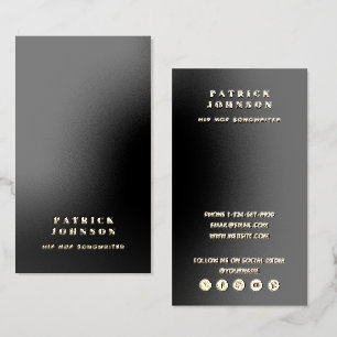Singer Musician Songwriter Hip Hop MC Gold Foil Business Cards