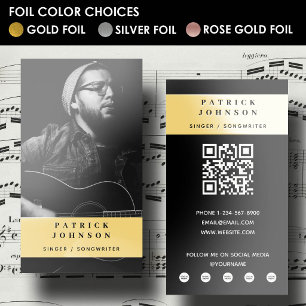 Singer Musician Songwriter Photo Gold Foil Business Cards