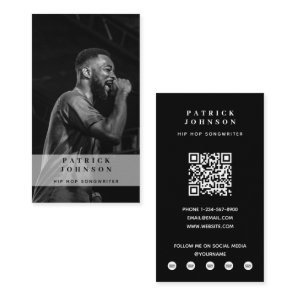 Singer Musician Songwriter Photo Hip Hop QR Code Business Card