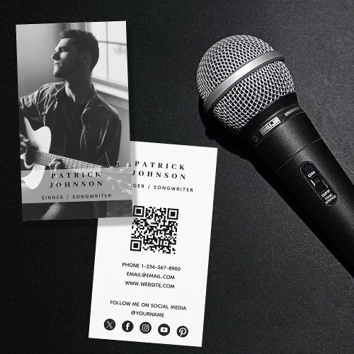 Singer Musician Songwriter Photo QR Code   Business Card