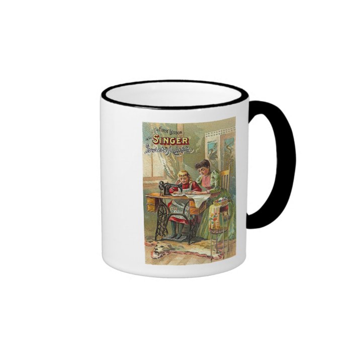 Singer Sewing Machine Ad "The First Lesson" Coffee Mugs