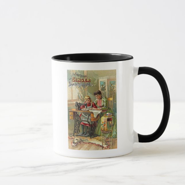 Singer Sewing Machine "The First Lesson" Victorian Mug (Right)