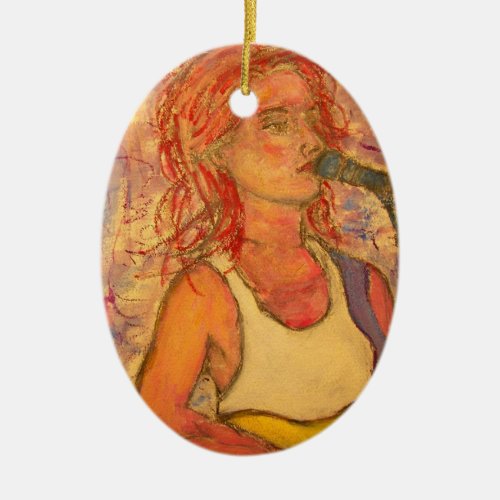 singer songwriter girl ceramic ornament