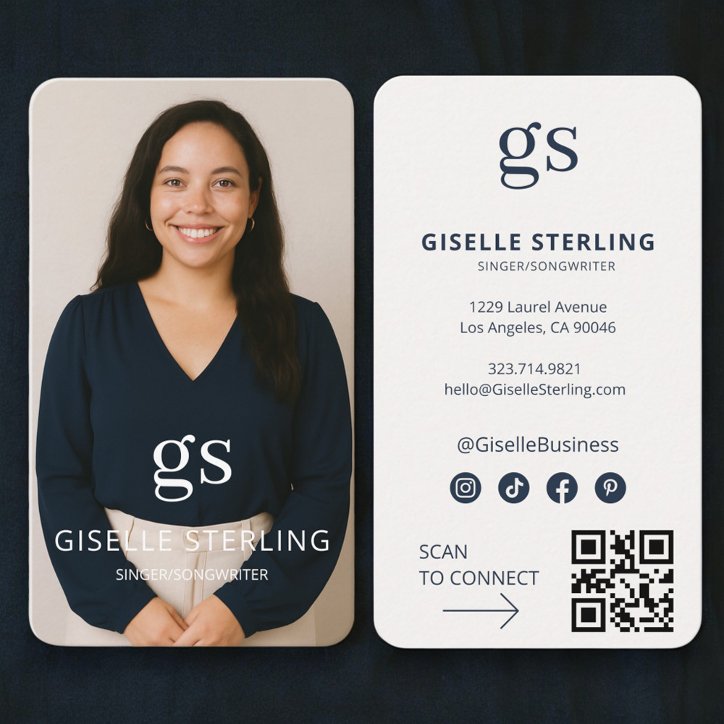 Singer Songwriter Photo QR Code Professional Business Card