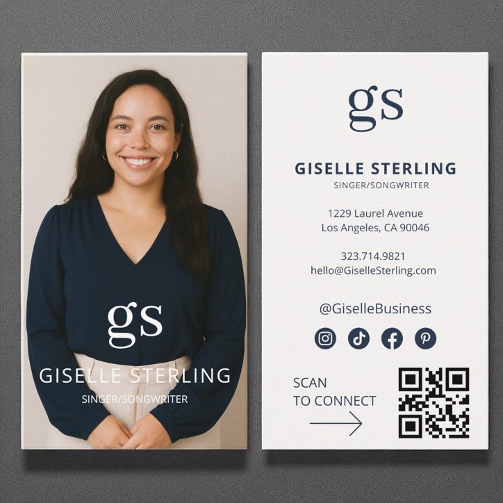 Singer Songwriter Photo Social Media QR Code Business Card