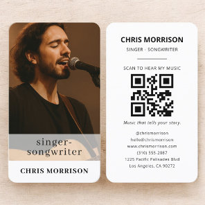 Singer Songwriter QR Code Photo Business Card