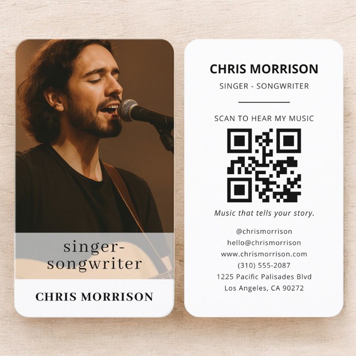 Singer Songwriter QR Code Photo Business Card
