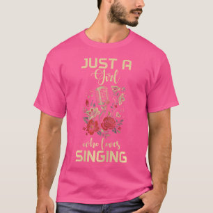 Singer Vintage Microphone Flowers Singing Girl Cho T-Shirt