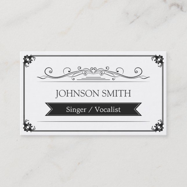 Singer / Vocalist - Classy Vintage Frame Business Card (Front)