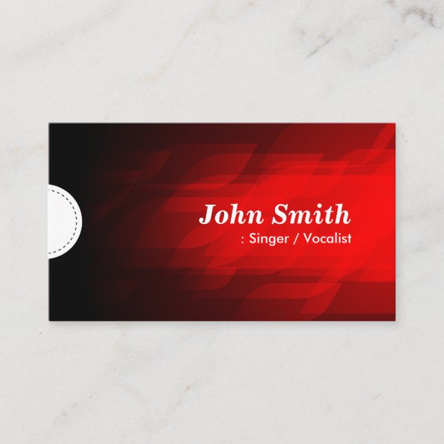 Singer / Vocalist - Modern Dark Red Business Card (Front)