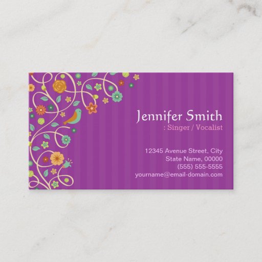 Customizable Singer / Vocalist - Purple Nature Theme Business Card