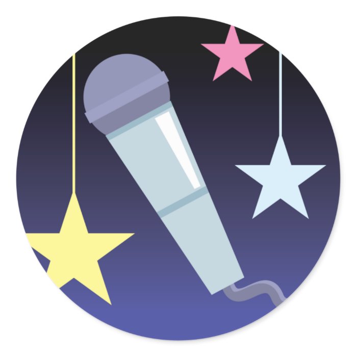 singer's microphone and stars design stickers